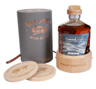 Whisky Collector's Gift Box with two wooden coasters and leather straps