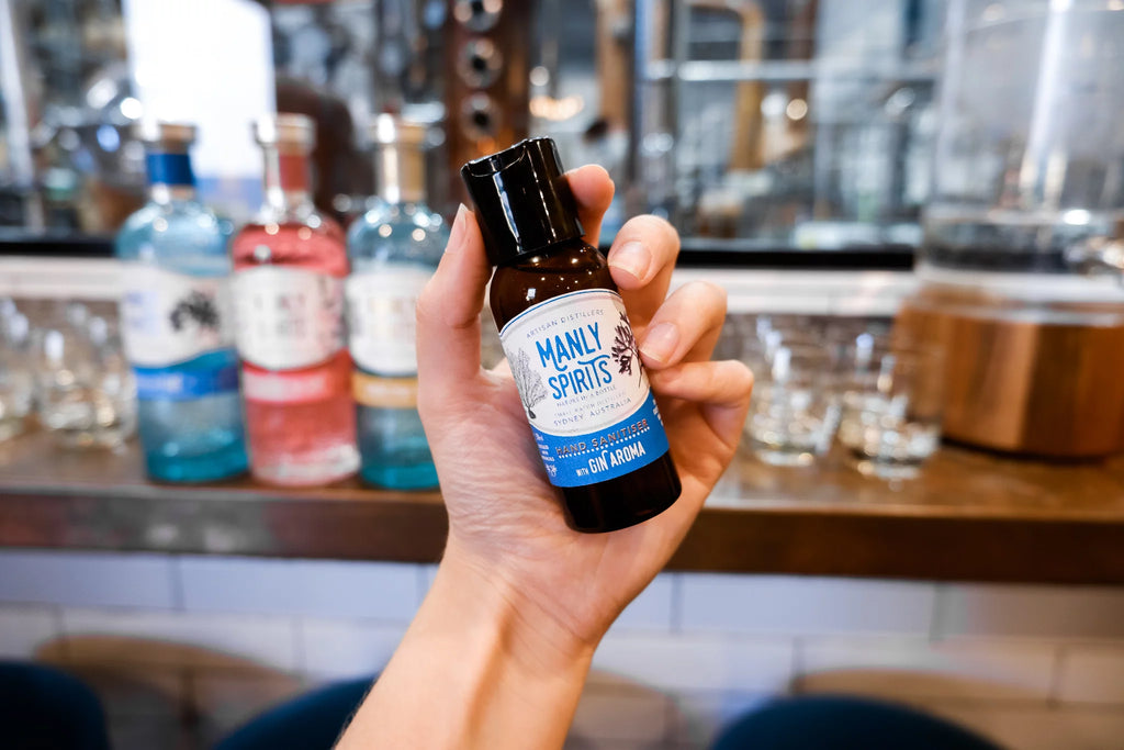 Manly Spirits Co. Distillery using their alcohol to make Gin aroma Hand Sanitiser for their community.