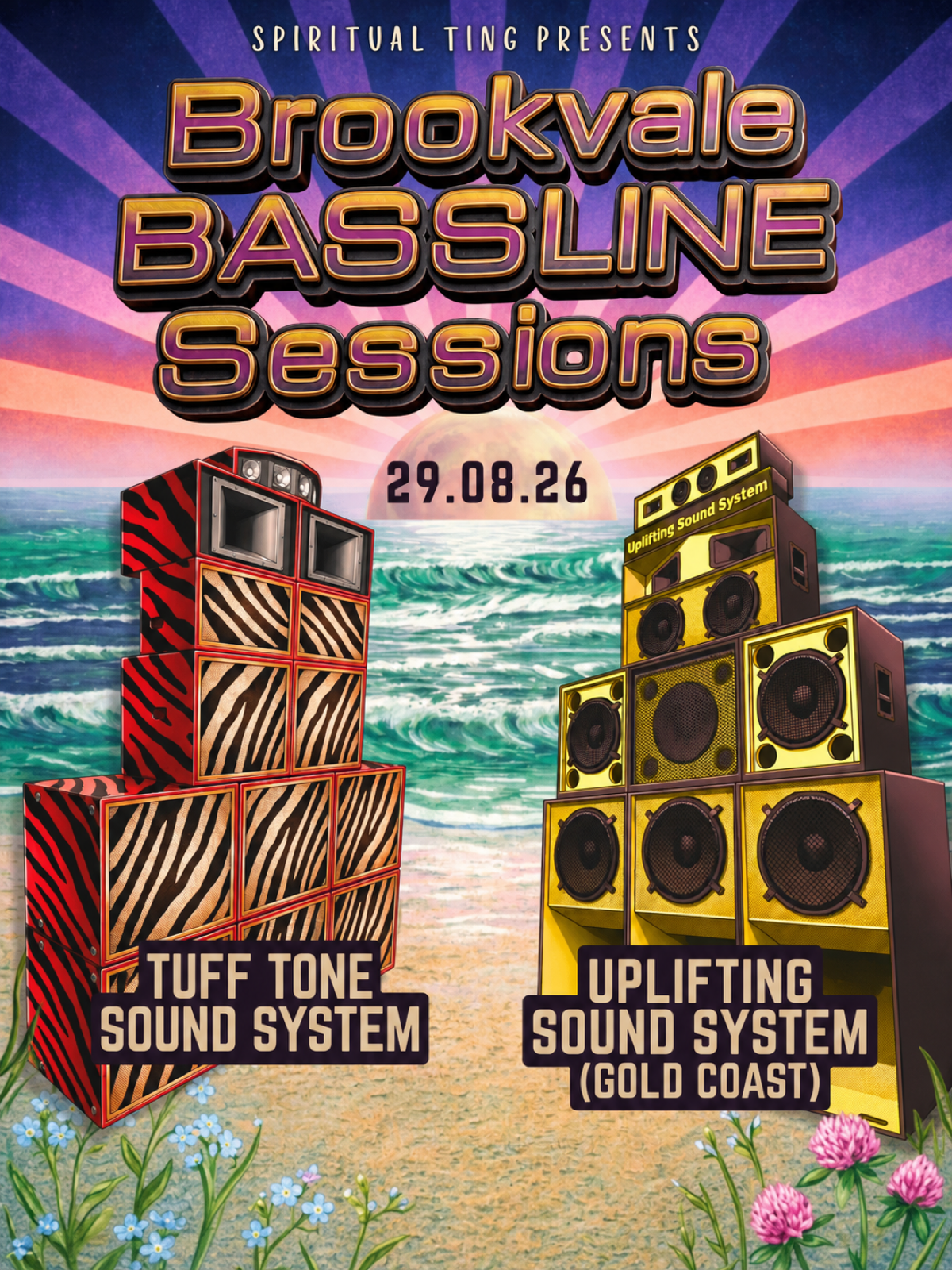 Approved Brookvale Bassline Sessions artwork featuring Tuff Tone and Uplifting Sound System for 29 August 2026