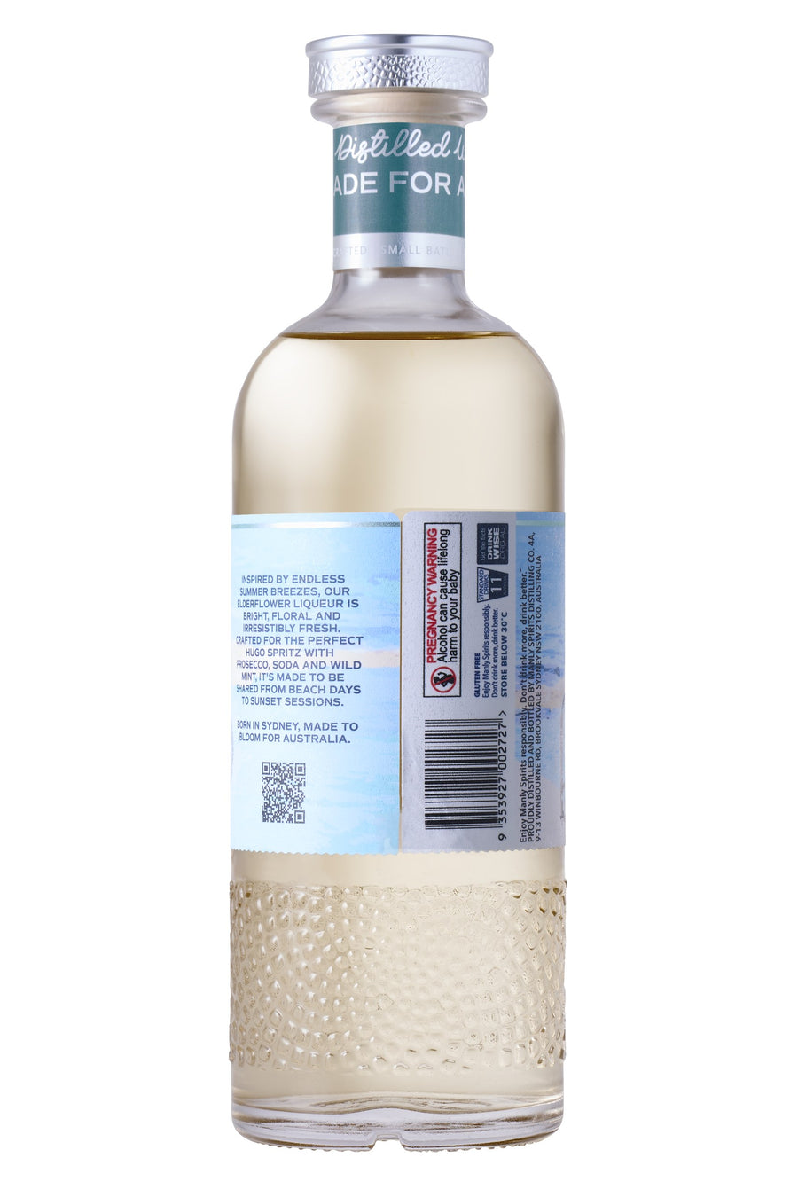 Elderflower Liqueur bottle, back label