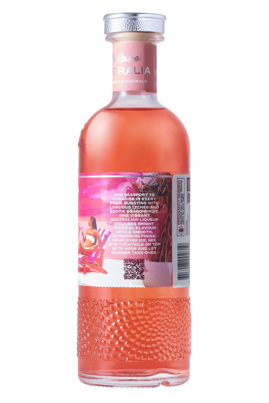 Lychee & Dragonfruit Liqueur bottle, back label
